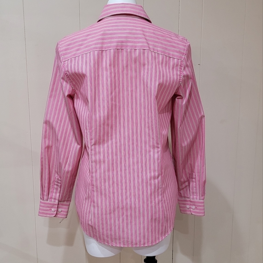 ORVIS Women's Sz10 Button-up Pink Striped Top Wrinkle Free Shirt Everyday Blouse - Picture 4 of 9